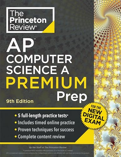 Princeton Review AP Computer Science A Premium Prep, 9th Edition: For the NEW 2026 Exam: 5 Practice Tests + Digital Practice Online + Content Review