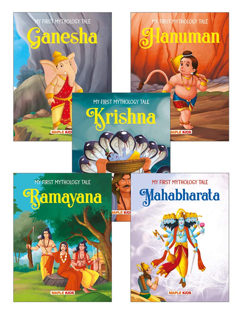 Inez My First Mythology Tale (Illustrated) (Set Of 5 Books) - Mahabharata, Krishna, Hanuman, Ganesha, Ramayana - Story Book For Kids - English Short Stories With Colourful Pictures - Read Aloud To Infants, Toddlers by Maple Press