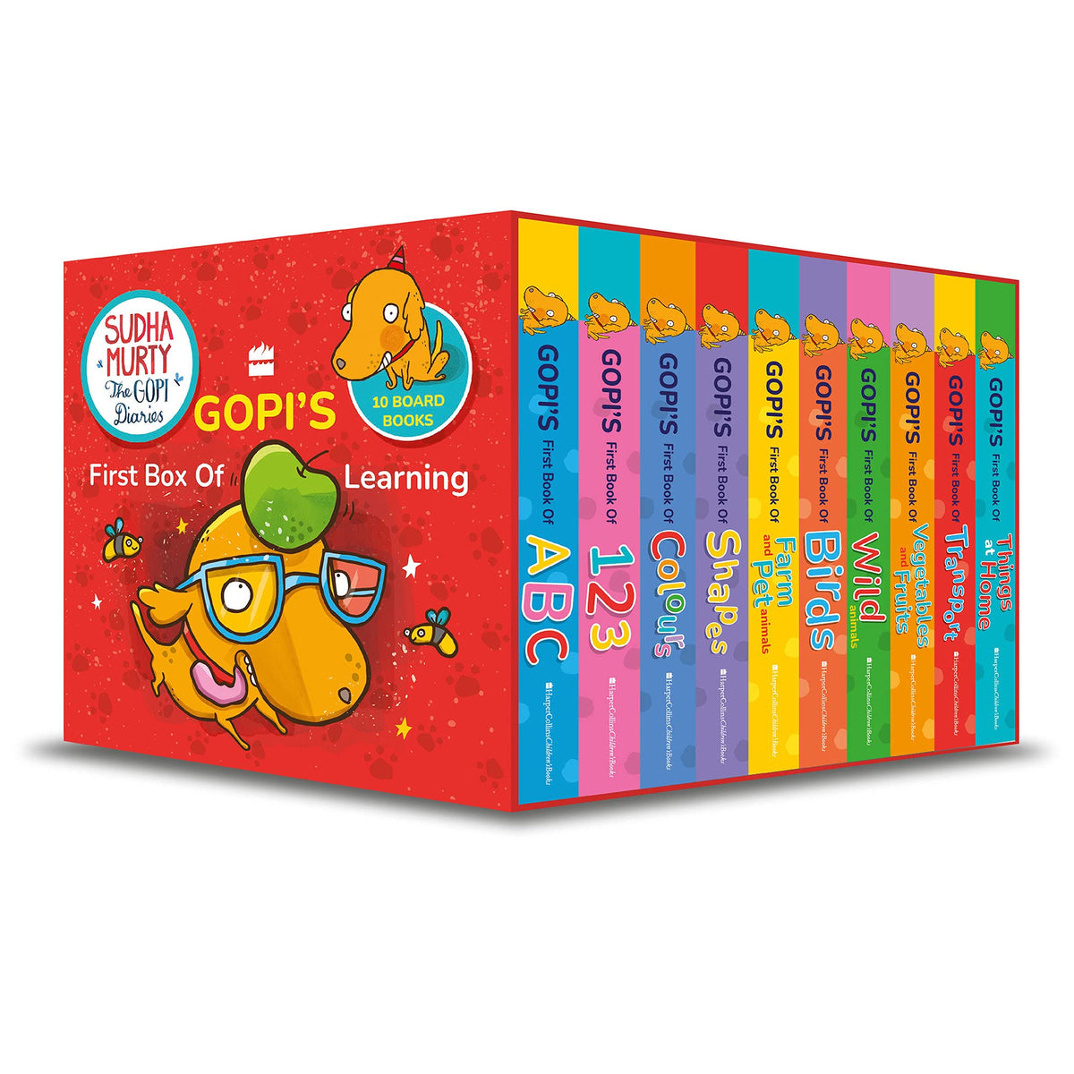 Gopi's First Box Of Learning: Based on Gopi the dog, from Sudha Murty's Gopi Diaries! Boxset of 10 Early Learning Board Books for Children (Age by Sudha Murty