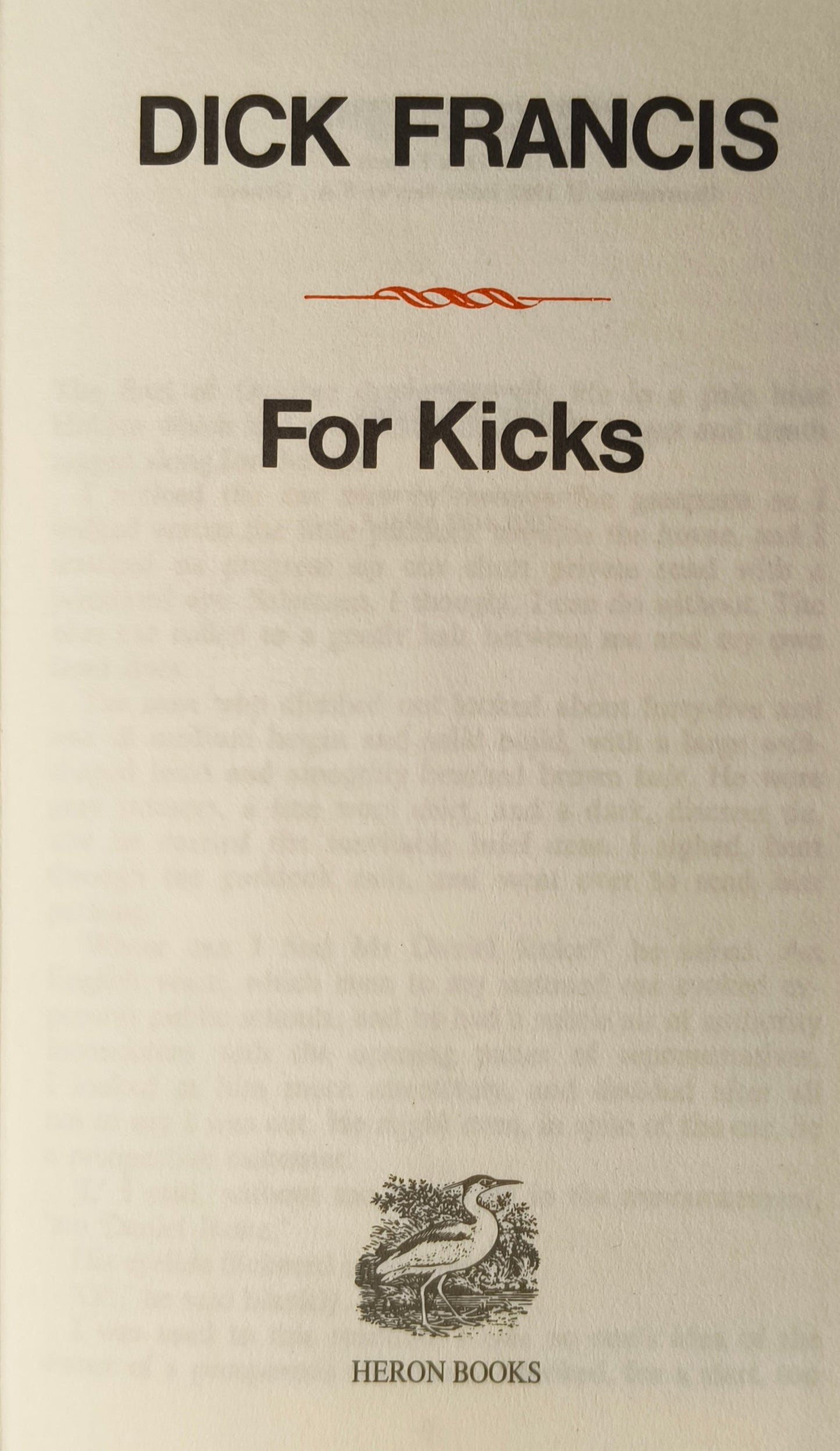 DICK FRANCIS- FOR KICKS (preloved)