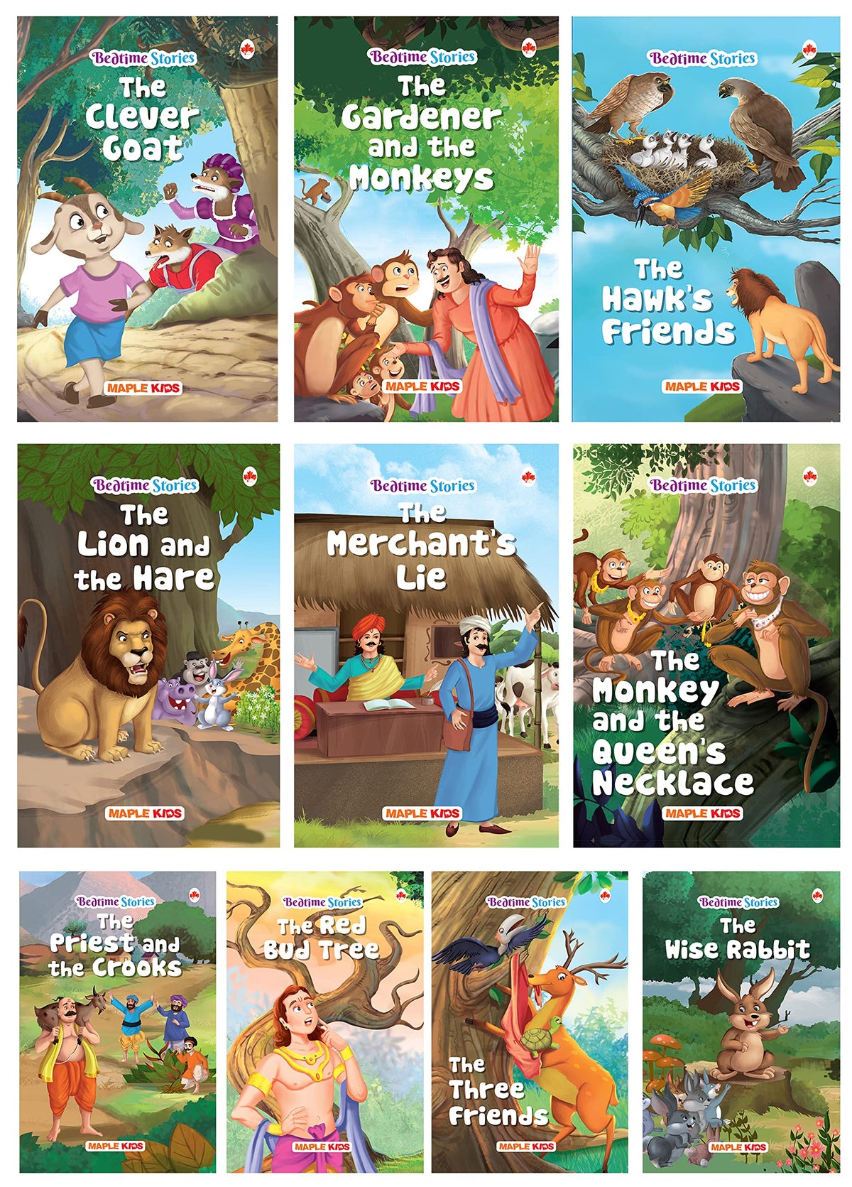 Story Books for Kids - Bedtime Stories (Illustrated) (Set of 10 Books) - Moral Stories, Read Aloud to Infants, Toddlers by Maple Press