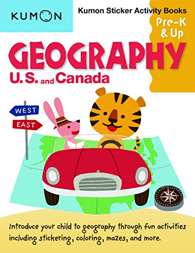 Kumon Pre K & Up Geography US and Canada Sticker Activity Book