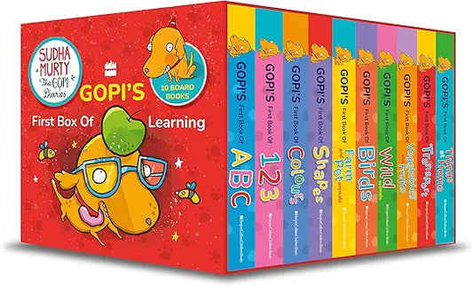 Gopi's First Box Of Learning: Based on Gopi the dog, from Sudha Murty's Gopi Diaries! Boxset of 10 Early Learning Board Books for Children (Age by Sudha Murty
