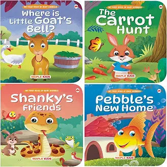 Story Books for Kids - Baby Animal Stories (Set of 4 Books) (Illustrated) - Board Book - Bedtime Sto by Maple Press