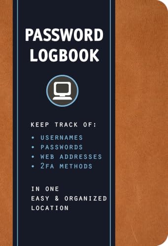 Internet Password Logbook (Cognac Leatherette)