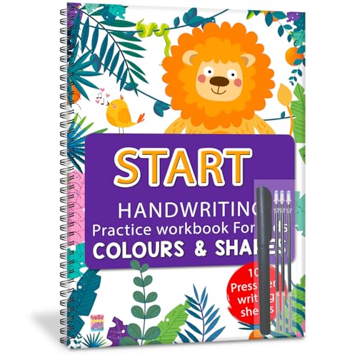 Hello Start Handwriting Practice Workbook for Kids, Colours & Shapes, 10 Pages, 21x28 cm, with Press Pen