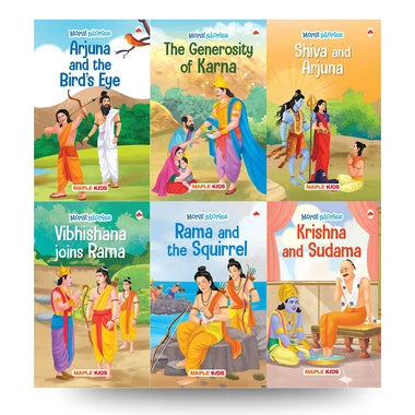 Moral Story Books for Kids (Set of 6 Books) (Illustrated) - The Generosity of Rama, Vibhishana Joins by Maple Press